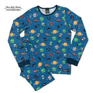 Villervalla Sz 134/140 (9-10Y) Organic Blue Space Galaxy Pajamas Set